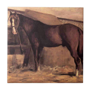 Reddish Bay Horse in the Stables Tile