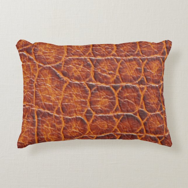 Reddish Brown Alligator Skin Print Decorative Cushion (Front)