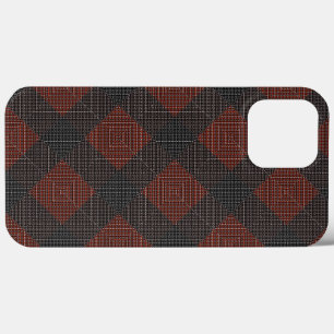 Reddish brown and black inclined squares or chess  iPhone 13 pro max case