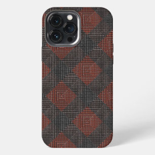 Reddish brown and black inclined squares or chess iPhone 13 pro max case