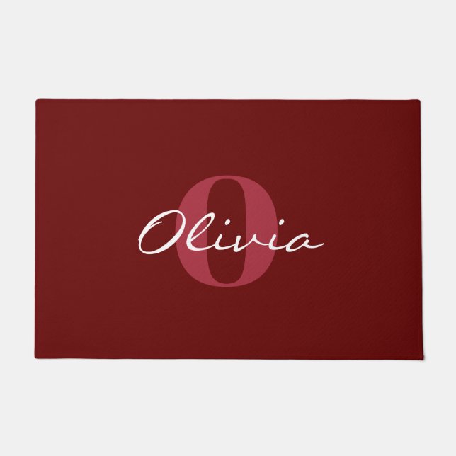 Reddish Brown Personalised Name Monogram Doormat (Front)