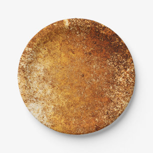 Reddish Brown Rustic Weathered Grunge Copper Paper Plate