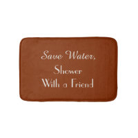 Reddish Brown Save Water Funny Plush Bath Mat