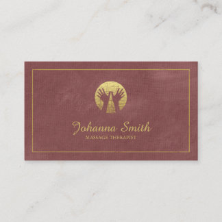 Reddish Canvas Golden Frame, Hands Massage Therapy Appointment Card