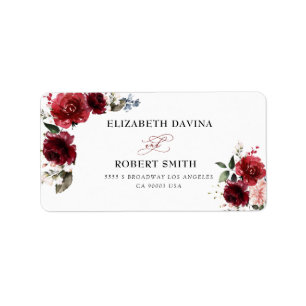 Reddish Floral Elegant Rustic White Wedding Label