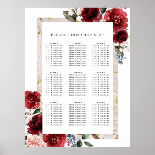 Reddish Floral Elegant Rustic White Wedding Poster