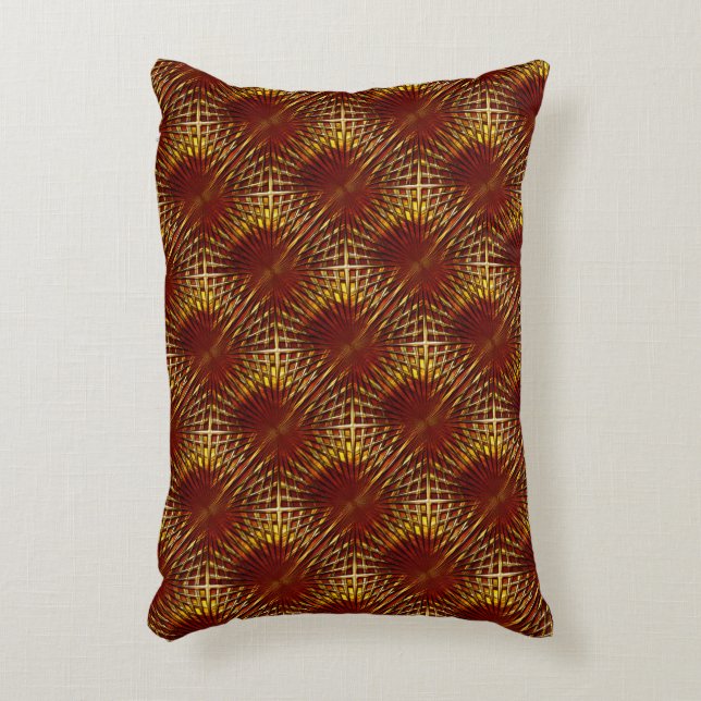 Reddish golden grille looking puffed or inflated t decorative cushion (Front(Vertical))