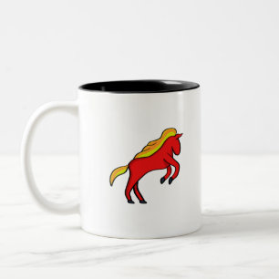 Reddish horse with fiery tones in the mane Two-Tone coffee mug