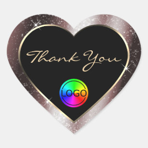 Reddish Metal Glitter Frame Thank You with Logo Heart Sticker