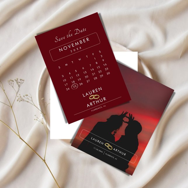 Reddish Modern Chic Minimal Photo Wedding Save The Date (Creator Uploaded)
