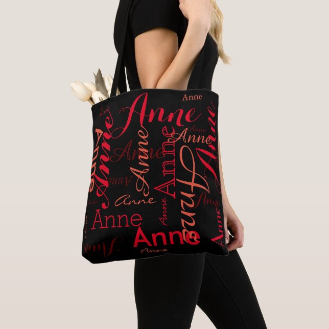 Reddish Names Pattern Black Stylish Tote Bag (Close Up)