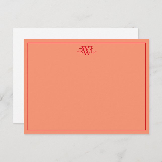 Reddish Orange and White Minimal Note Card (Front/Back)