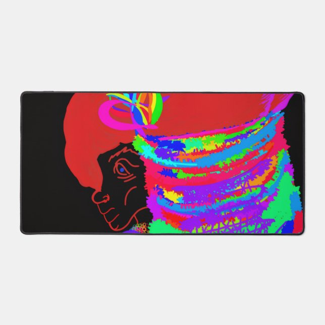 Reddish-Orange Fox Warrior Princess Desk Mat (Front)