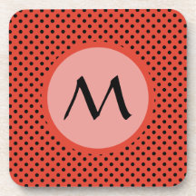 Reddish Orange Polka Dot Monogram