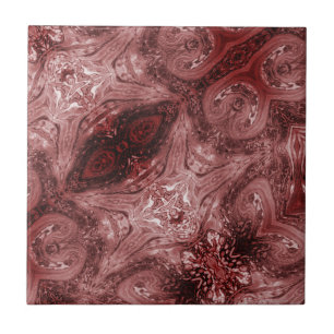 Reddish plum abstract geometric art Ceramic Tile