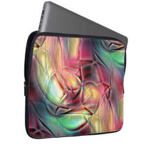 Reddish to green colorful crumpled 'beach cloth'   laptop sleeve