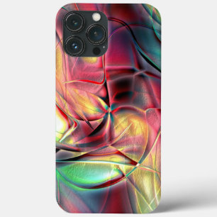 Reddish to green colourful crumpled 'beach cloth' iPhone 13 pro max case