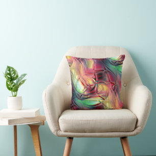 Reddish to green colourful crumpled 'beach cloth' cushion