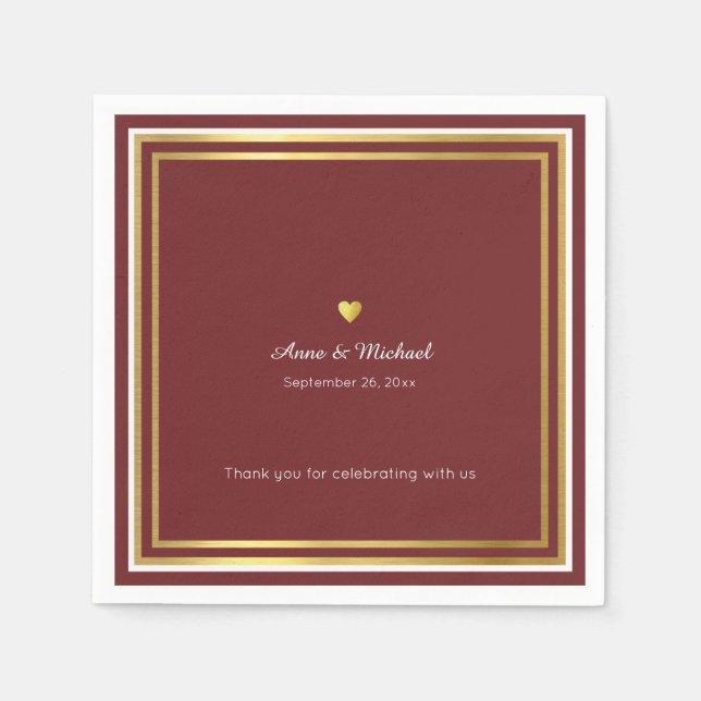 reddish wedding reception party standard napkins (Front)