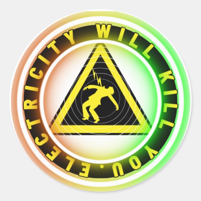 reddy kilowatt electricity will kill you  classic round sticker (Front)