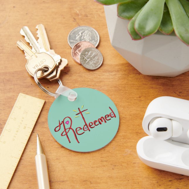 Redeemed Christian Cross Heart  Key Ring (Desk)