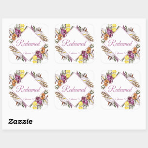 Redeemed – Ephesians 1:7 Christian Women's Faith  Square Sticker