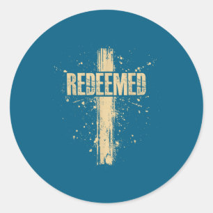 Redeemed Jesus Cross Nails Faith Classic Round Sticker