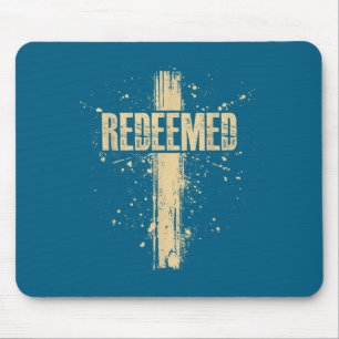 Redeemed Jesus Cross Nails Faith Scripture Design Mouse Mat