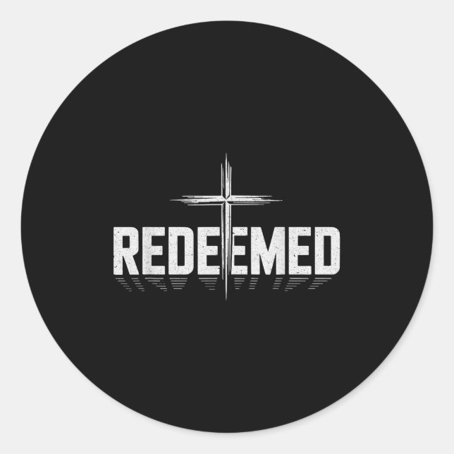Redeemed With Cross Christian Men  Classic Round Sticker (Front)