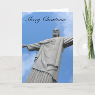 redeemer  christmas statue holiday card
