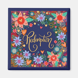 Redemption Pretty Fun Blue Pink Floral Inspirivity Magnet