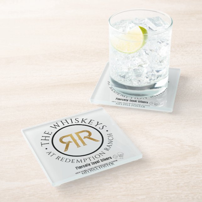 Redemption Ranch Whiskeys Logo Glass Coaster (Angled)