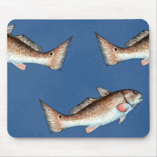 Redfish and Redfish Tails (blue) Mouse Mat