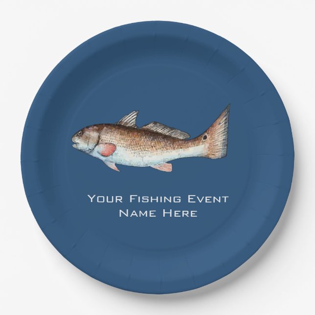 Redfish Fishing Event Paper Plate (Front)