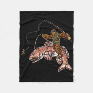 Redfish Fishing Hunting Bigfoot Fishermen  Fleece Blanket