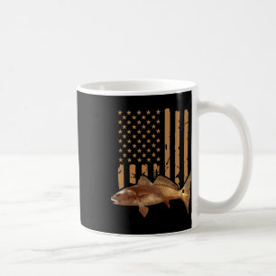 Redfish Fishing Red Drum Tailing Usa American Flag Coffee Mug
