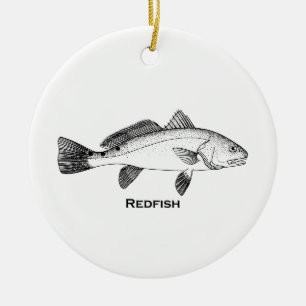 Redfish Illustration Ceramic Tree Decoration