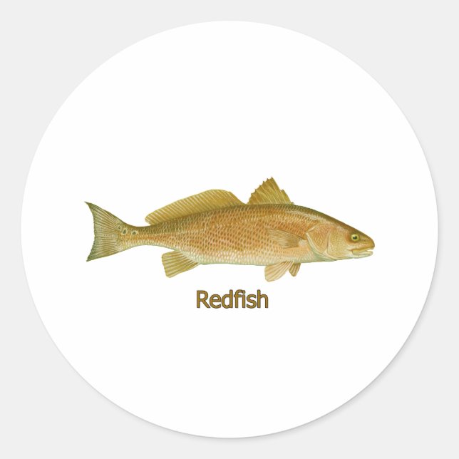 Redfish (titled) classic round sticker (Front)