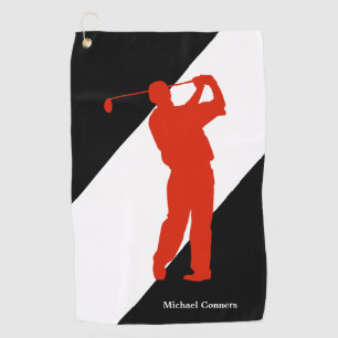 RedGolfer on Black White Golf Towel