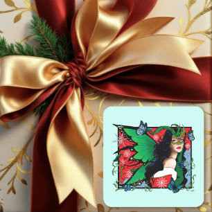 RedGreen Christmas Solstice Fairy Square Sticker