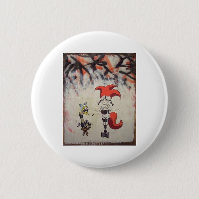 redhairedstripedw_freind1 6 cm round badge (Front)
