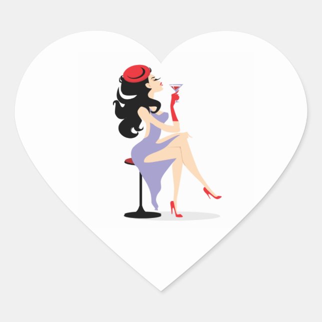 REDHAT09 FASHIONISTA DIVA RED HAT HEELS PURPLE DRE HEART STICKER (Front)