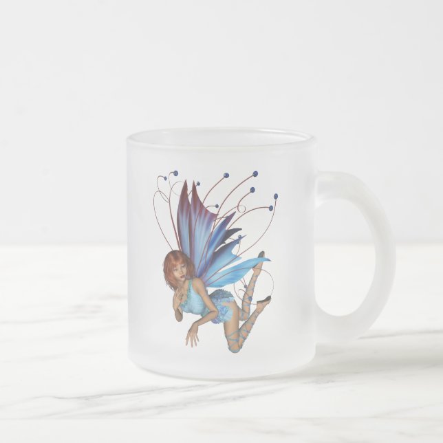 Redhead 3D Pixie - Purple & Blue Frosted Glass Coffee Mug (Right)