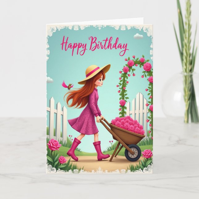 Redhead Birthday Wishes Card (Front)