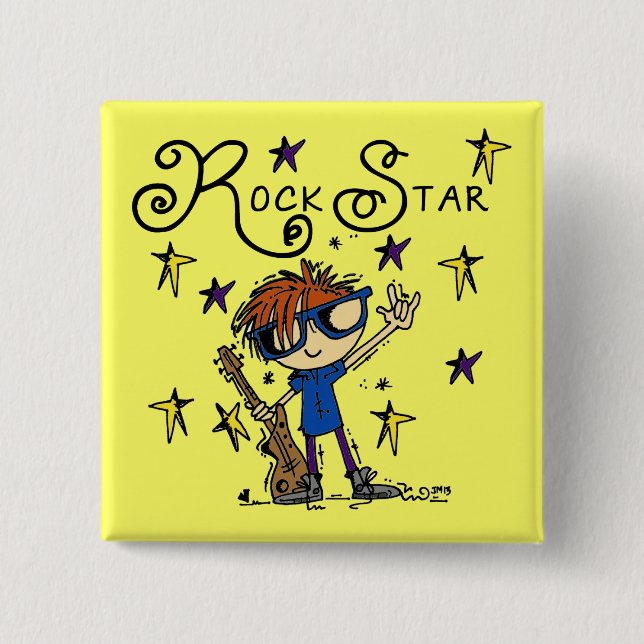 Redhead Boy Rock Star 15 Cm Square Badge (Front)