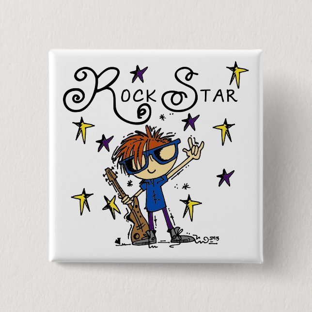 Redhead Boy Rock Star 15 Cm Square Badge (Front)