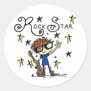 Redhead Boy Rock Star Classic Round Sticker