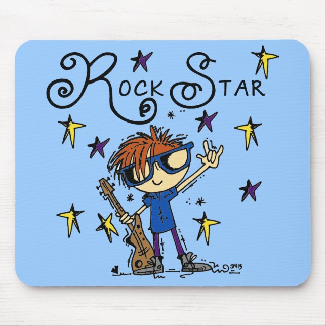 Redhead Boy Rock Star Mouse Mat (Front)