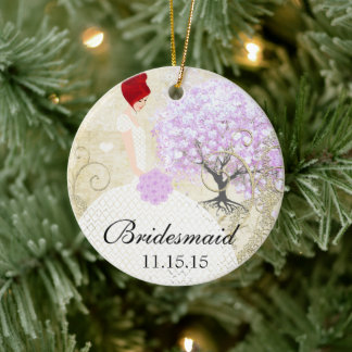 Redhead Bridesmaid Gifts Lavender Heart Leaf Tree Ceramic Tree Decoration