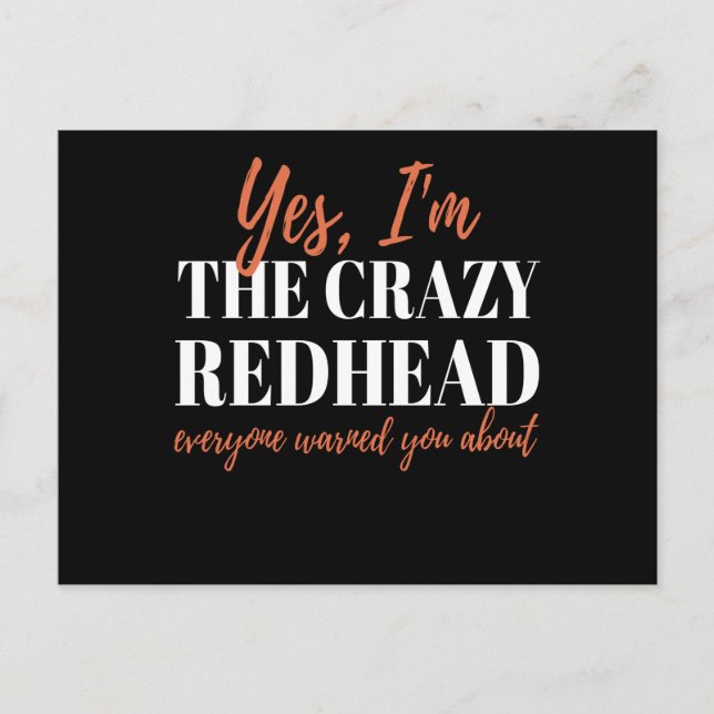 Redhead Crazy Redhead Mc1r Red Hair Postcard (Front)